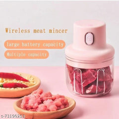 250ml Pink USB Wireless Electric Garlic Masher – Sturdy Press Mincer & Vegetable Chopper
