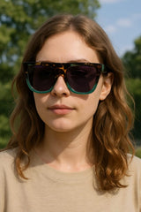 Gradient Oversized Square Sunglasses – Tortoiseshell & Aqua Blue