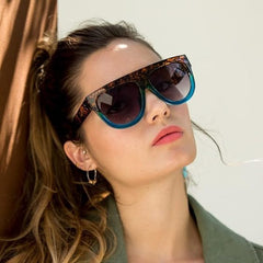 Gradient Oversized Square Sunglasses – Tortoiseshell & Aqua Blue